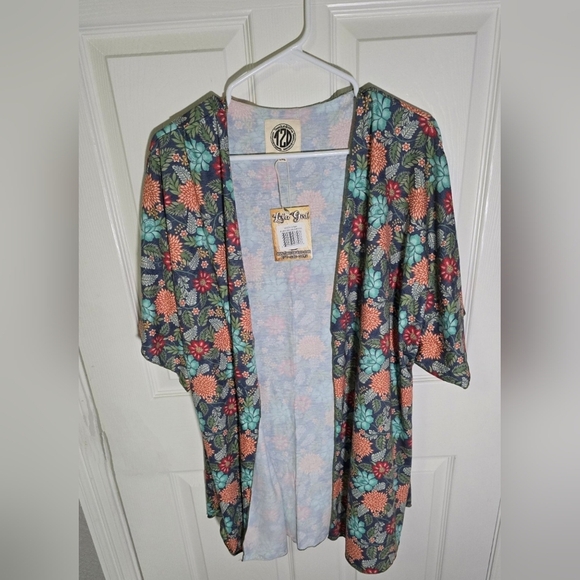 NWT Womens Floral Stretchy Cardigan Kimono Large - Picture 1 of 8
